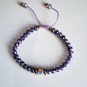 Purple Beaded Bracelet with Princess Style Accent